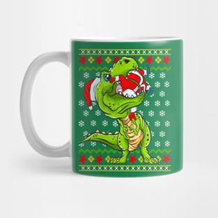 T Rex Eating Santa Claus Ugly Christmas Sweater Mug